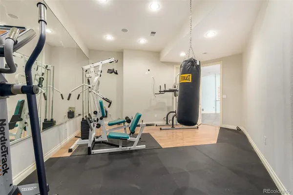 a view of a room with gym equipment