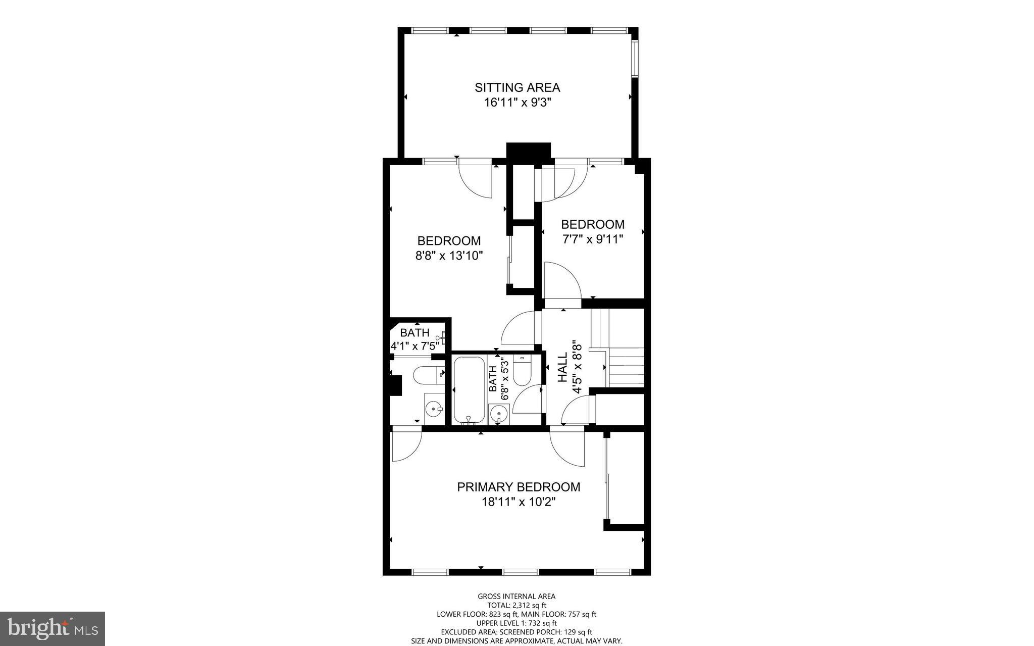 2220 Tunlaw Road Northwest Washington, DC 20007 - Photo 49 of 50 Upper Level Floorplan
