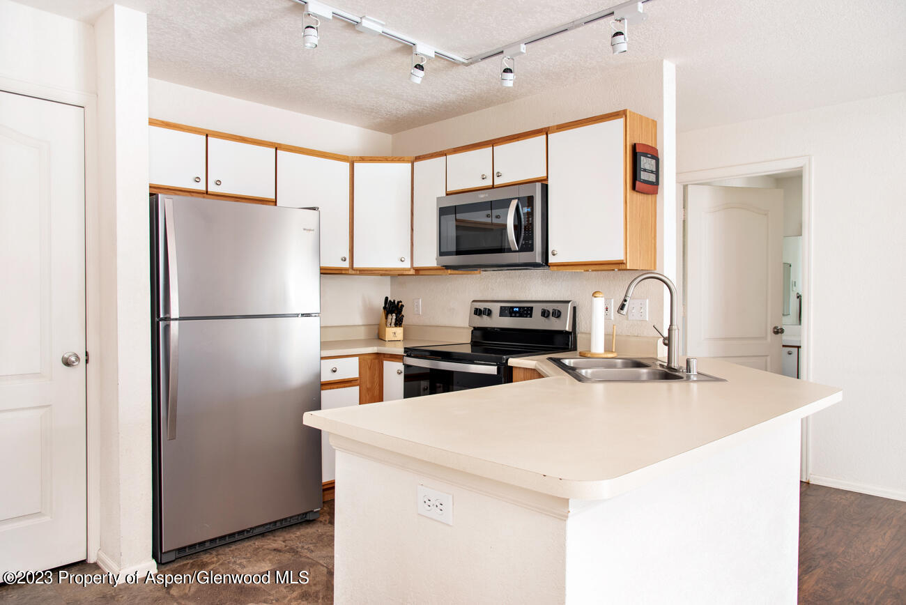 2208 Elk Lane Basalt, CO 81621 - Photo 6 of 20 a kitchen with stainless steel appliances a refrigerator stove microwave and sink