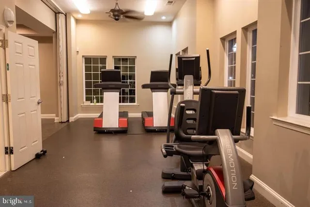 a view of a room with gym equipment