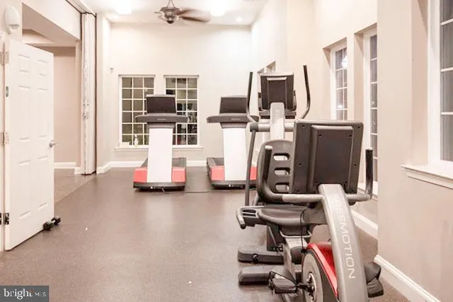 a view of a room with gym equipment