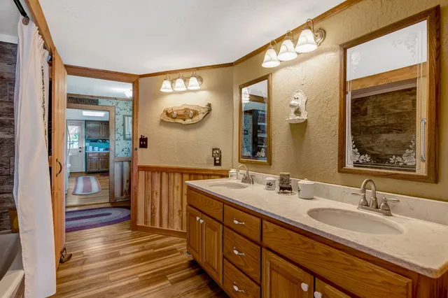 a view of a hallway with washer and dryer