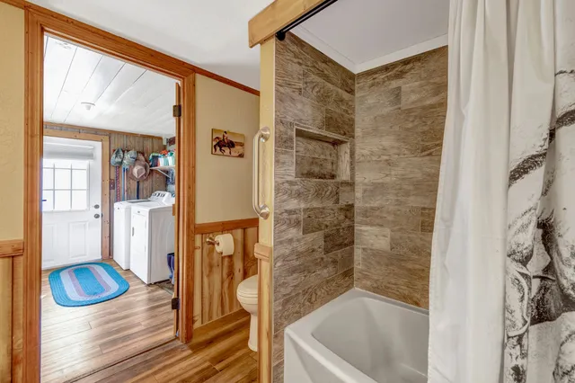 a outdoor space with hardwood