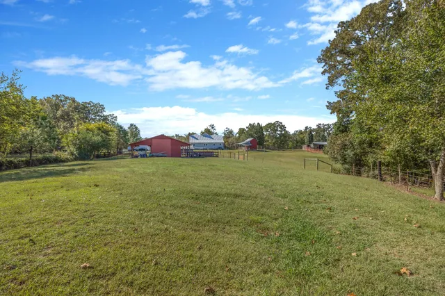 a view of a lake with a city