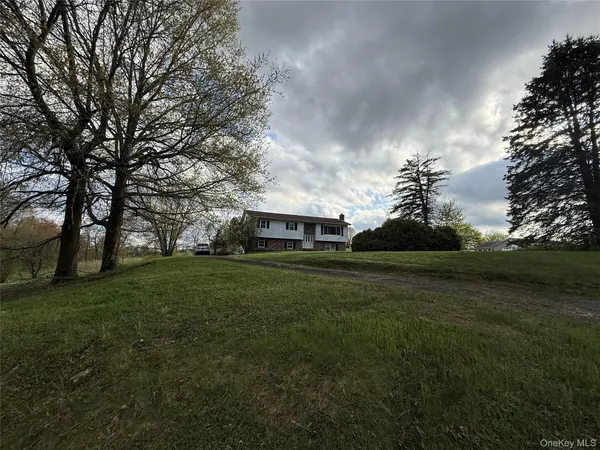 a view of a house with a backyard