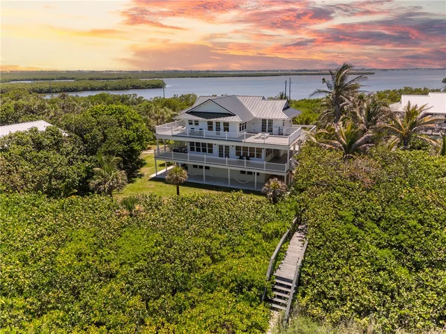 a aerial view of a house with a garden