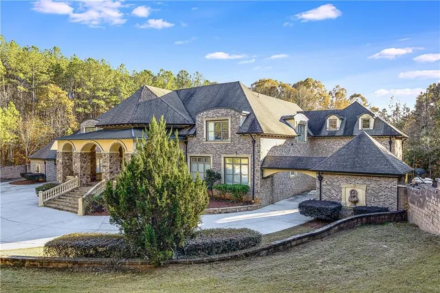 a front view of a house with natural light