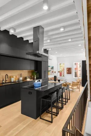 a kitchen with lots of counter top space