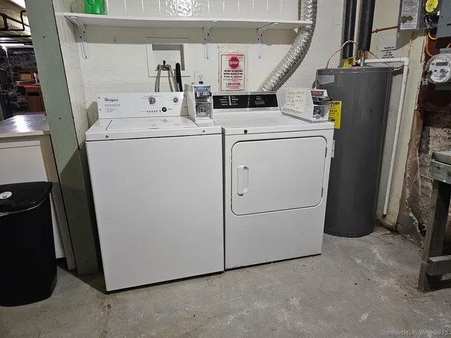 a utility room with dryer and washer