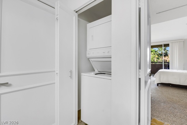 230 East Flamingo Road, Unit 435 Las Vegas, NV 89169 - Photo 10 of 15 A convenient stacked washer and dryer unit discreetly placed in a dedicated laundry space.