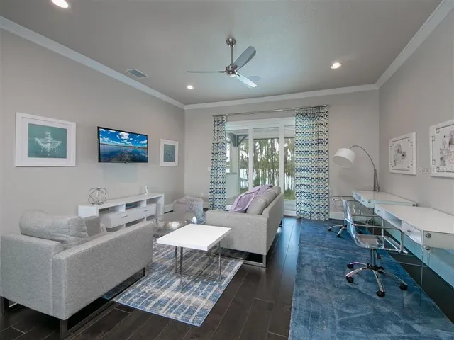 a view of an ocean and a mountain