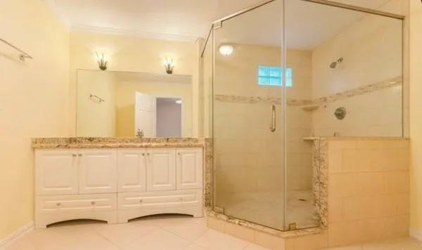 a bathroom with a shower