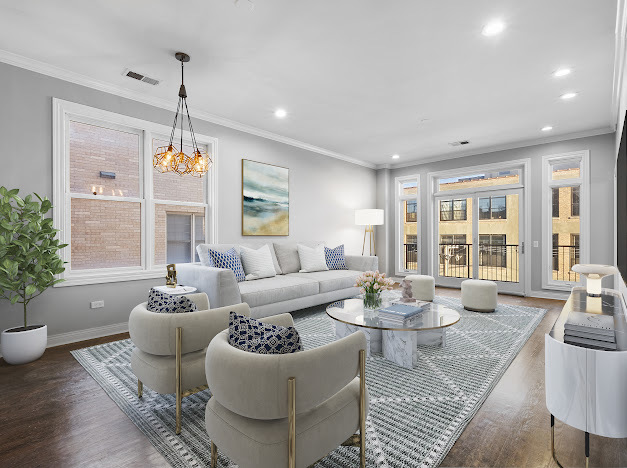 1355 West Washington Boulevard, Unit 4D Chicago, IL 60607 - Photo 12 of 46 a living room with furniture and a wooden floor