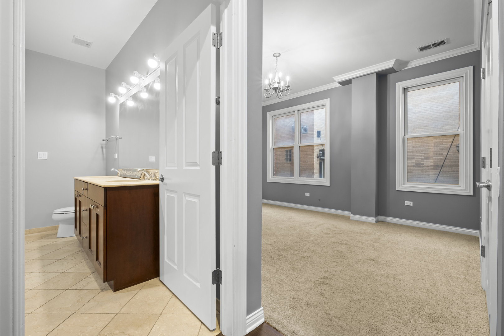 1355 West Washington Boulevard, Unit 4D Chicago, IL 60607 - Photo 30 of 46 a bathroom with a sink vanity and a mirror