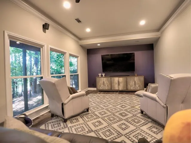 a backyard of a house with lots of trees