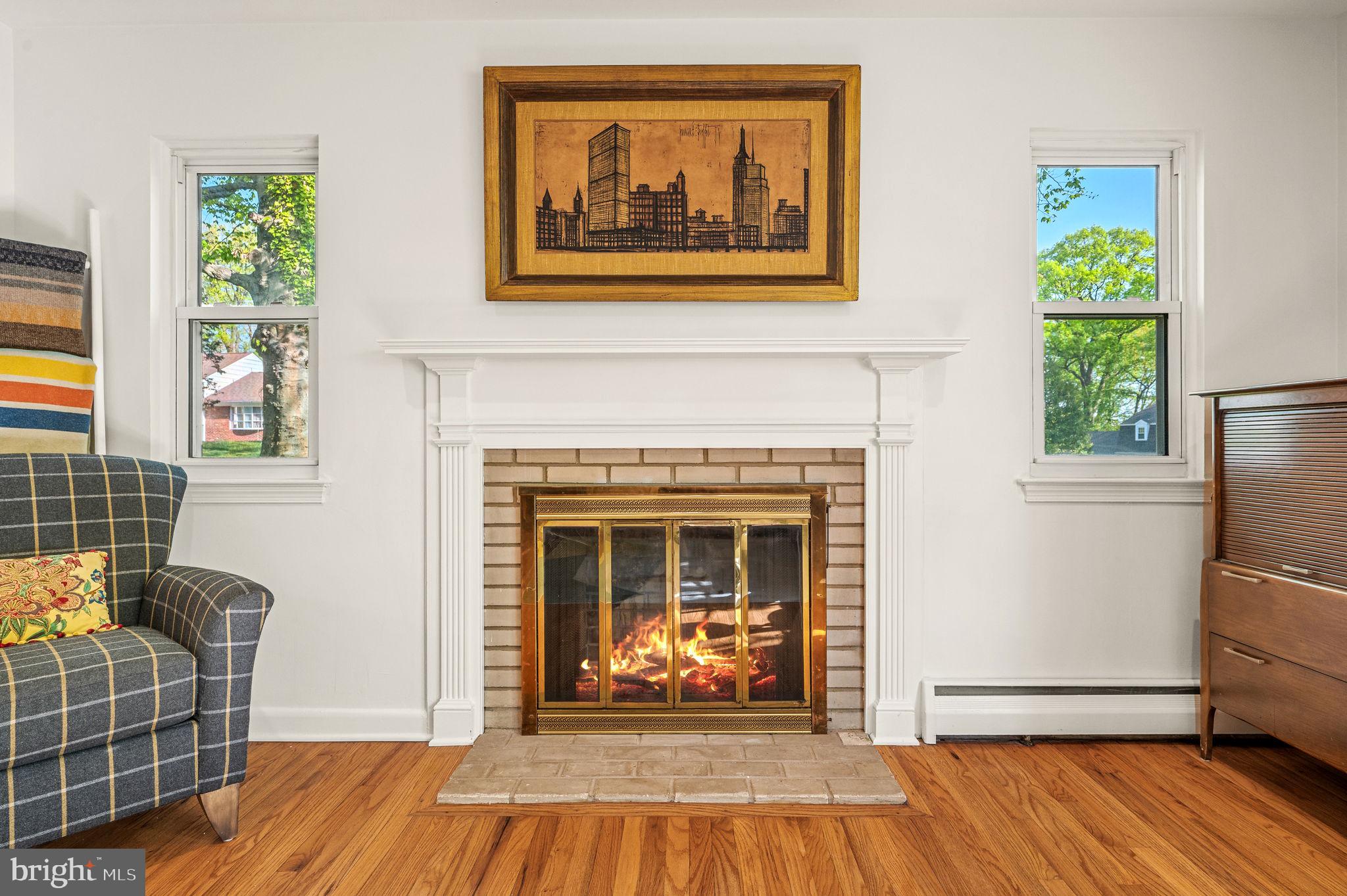274 Vincent Road Paoli, PA 19301 - Photo 6 of 41 Wood Burning Fireplace (flames virtually staged)