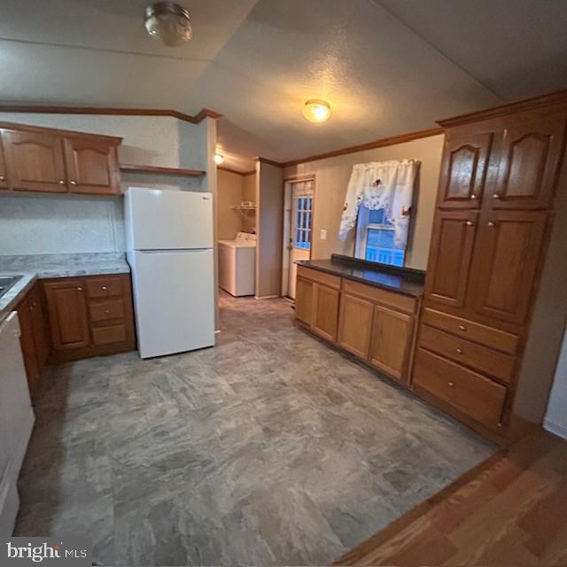 824 Todds Chapel Road Greenwood, DE 19950 - Photo 12 of 17 a view of kitchen with refrigerator cabinets and wooden floor
