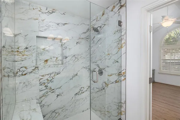 a bathroom with a shower