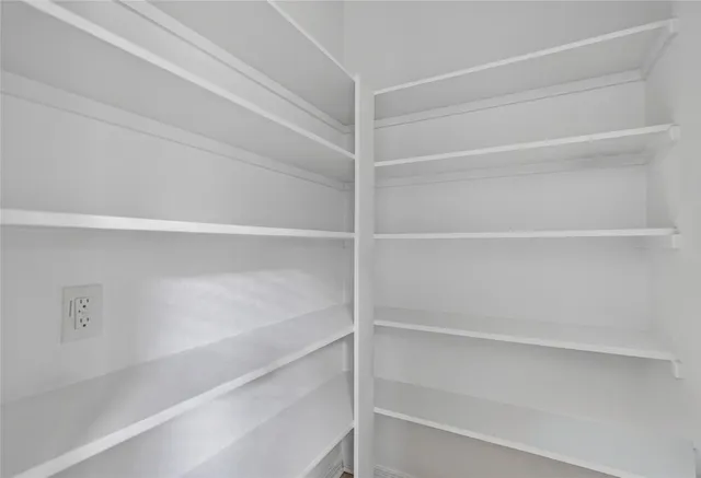 a close up view of closet