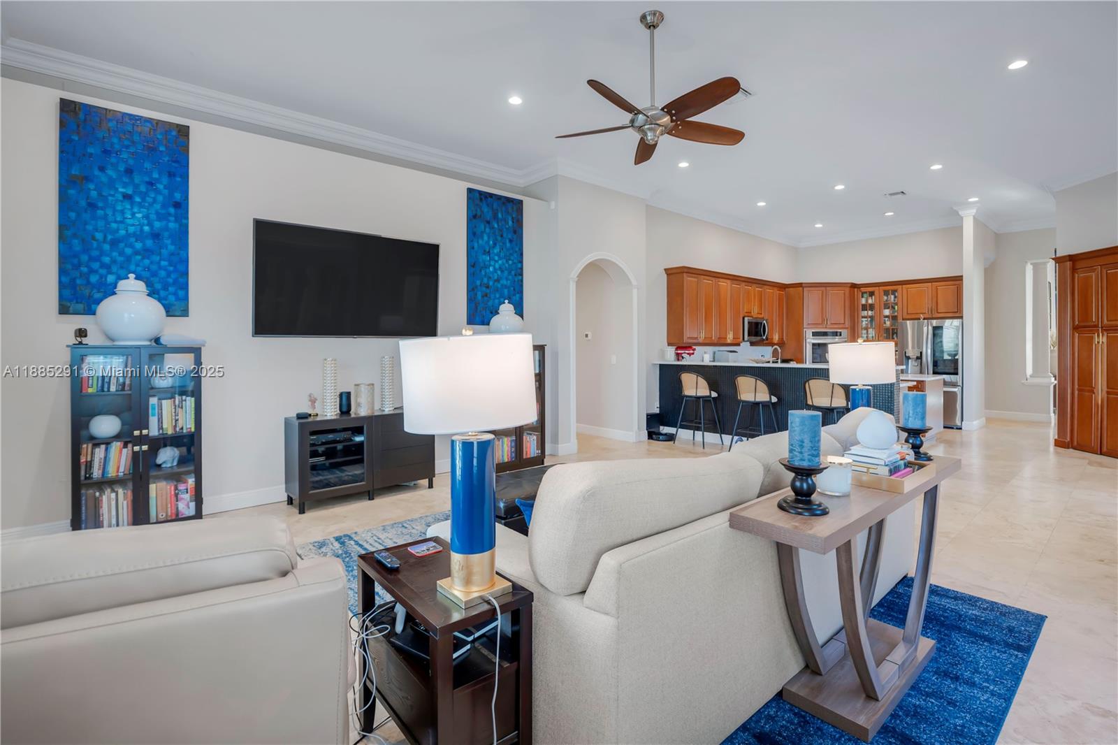 4166 Southwest 190th Avenue Miramar, FL 33029 - Photo 14 of 70 a living room with furniture and a flat screen tv