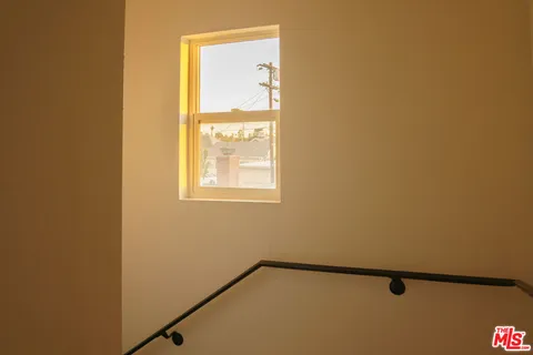 a view of a small space with a window