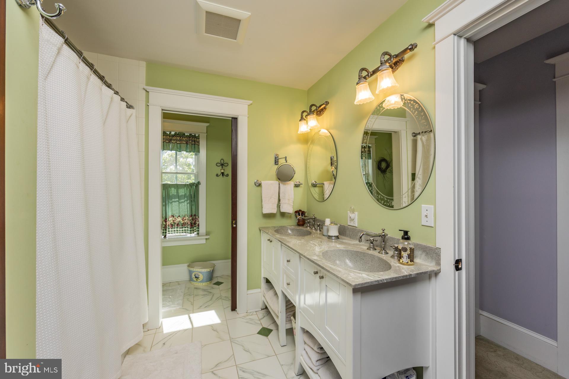 550 Hands Mill Road Woodbine, NJ 08270 - Photo 43 of 57 a bathroom with a double vanity sink mirror and a shower