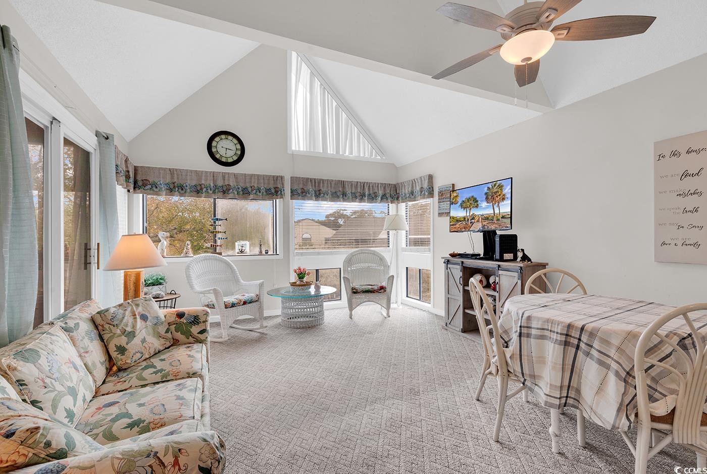 351 Lake Arrowhead Road, Unit 12347 Myrtle Beach, SC 29572 - Photo 9 of 36 Interior space with ceiling fan and high vaulted c