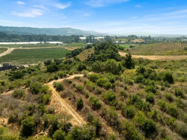 a view of a city with mountains in the background