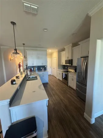 a kitchen with a refrigerator a stove top oven a sink dishwasher and a refrigerator