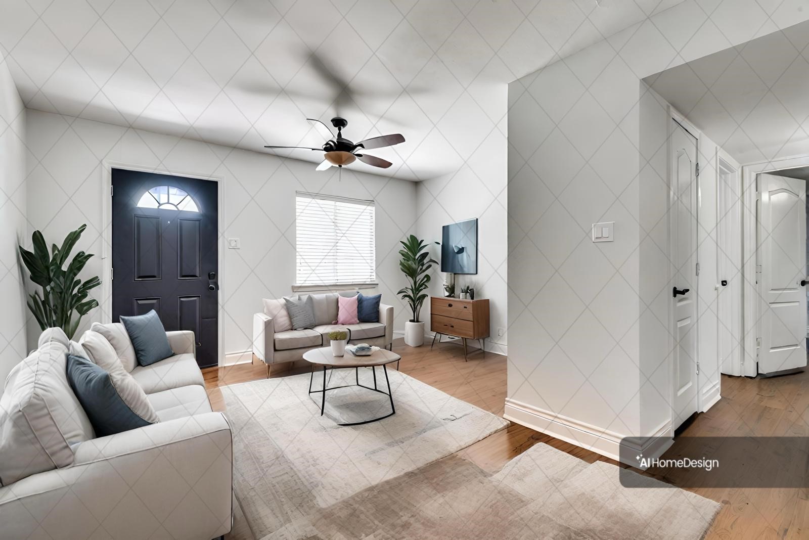 a living room with furniture