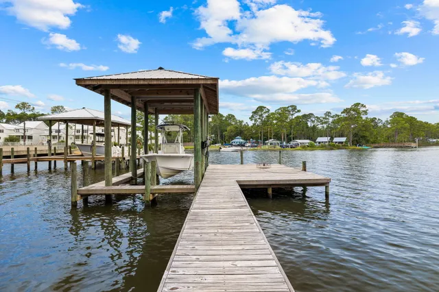 a view of a lake with houses