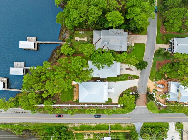 a view of a lake with a terrace