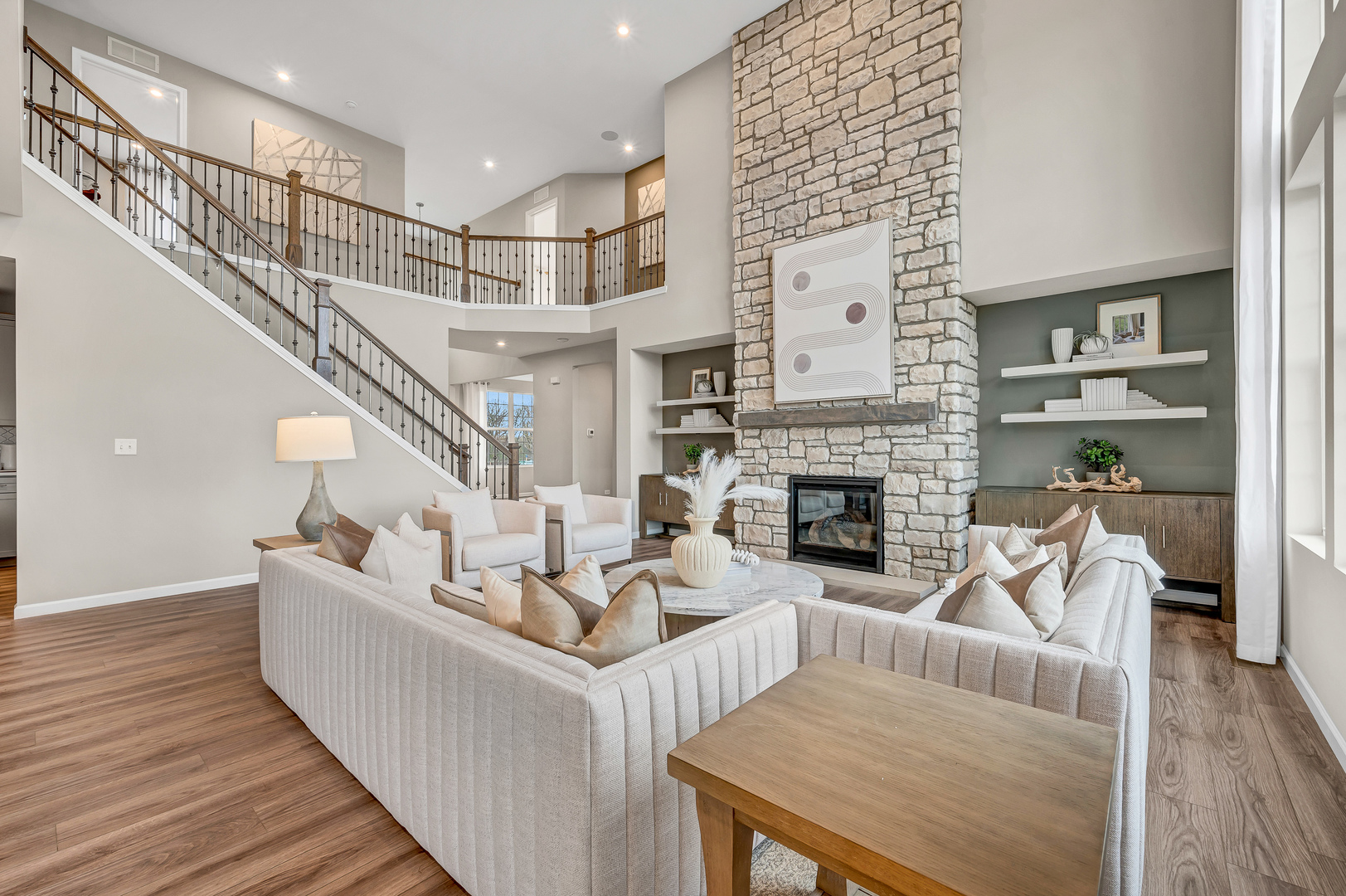 12766 Corbett Court Lemont, IL 60439 - Photo 10 of 17 a living room with furniture and a fireplace