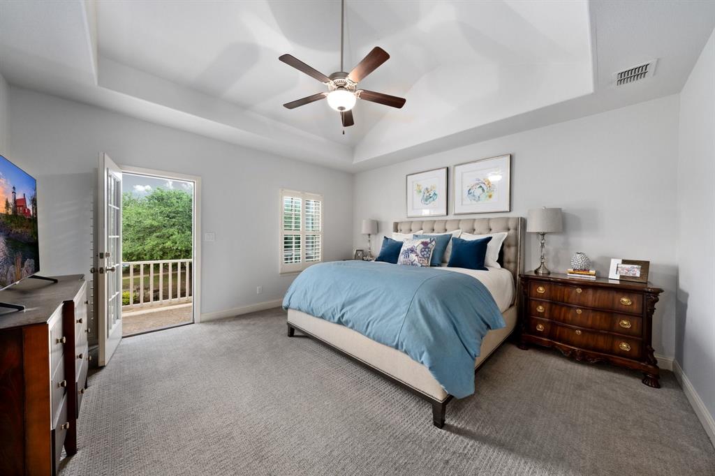 531 Sandy Lane Flower Mound, TX 75022 - Photo 29 of 32 Primary bedroom with door to front balcony.