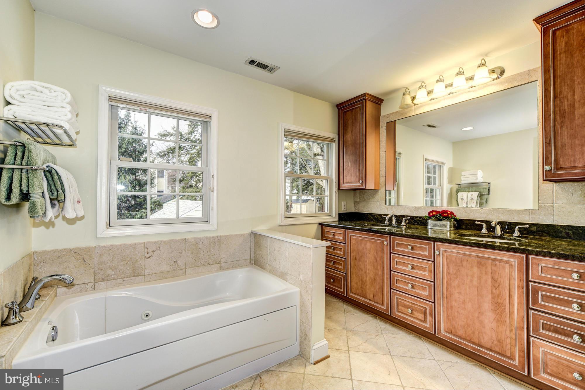 5102 Allan Road Bethesda, MD 20816 - Photo 17 of 25 Spa-like Master Bath with Dual Vanities,Jetted Tub