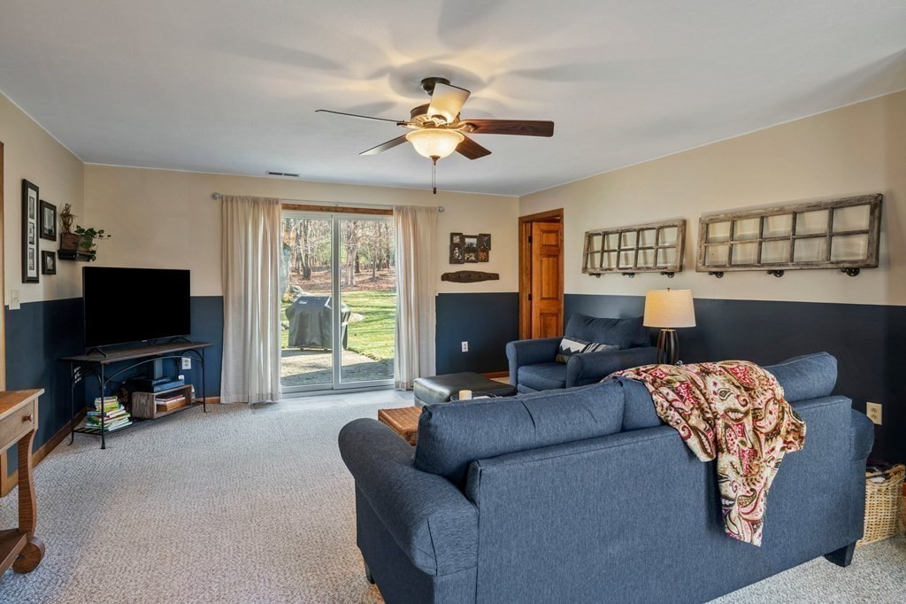 83 Thayer Road Monson, MA 01057 - Photo 7 of 42 a living room with furniture a flat screen tv and a fireplace
