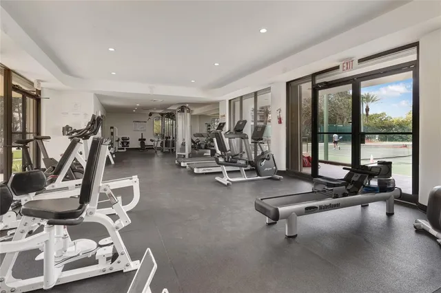 a view of a room with gym equipment