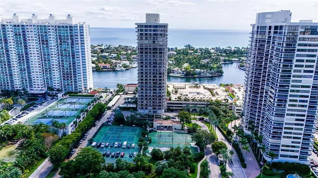 a view of a city with tall buildings