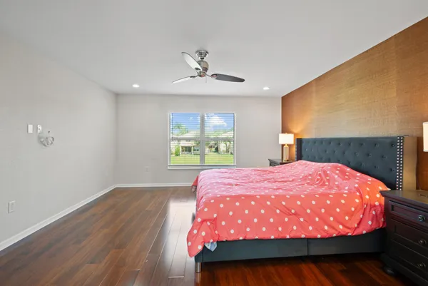 an aerial view of a house with a garden