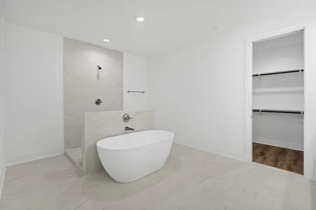 a bathroom with a bathtub