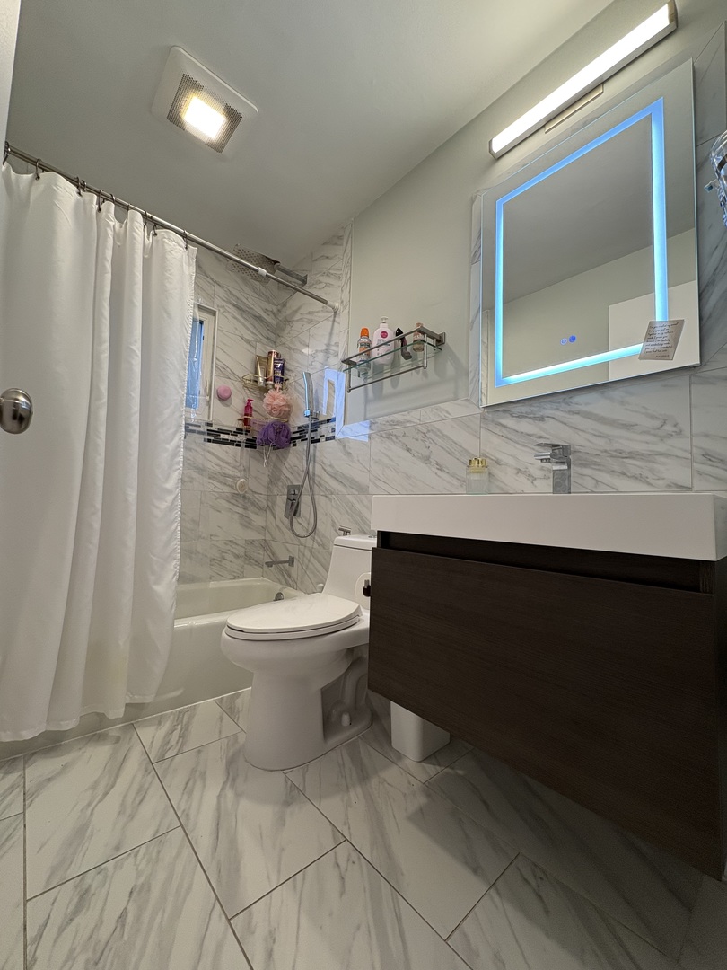 1100 Potter Road Park Ridge, IL 60068 - Photo 30 of 49 a bathroom with a granite countertop sink toilet and shower