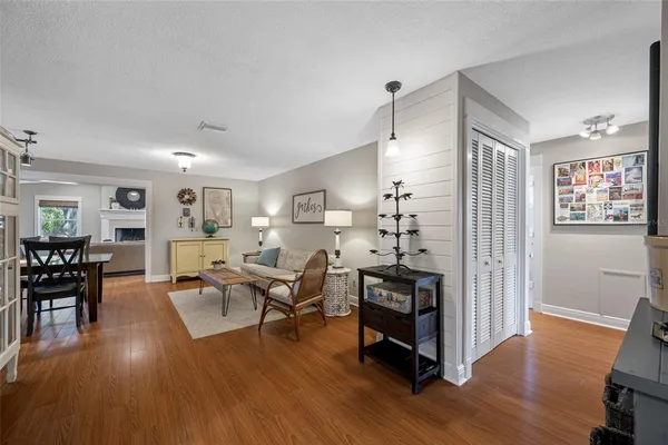 a bedroom with a bed and furniture