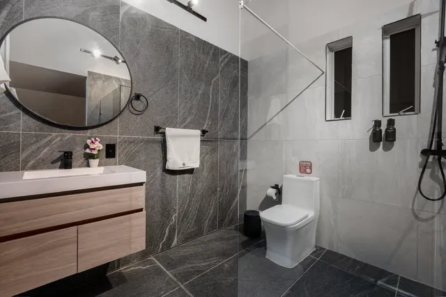 a bathroom with a shower