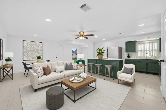 a living room with furniture