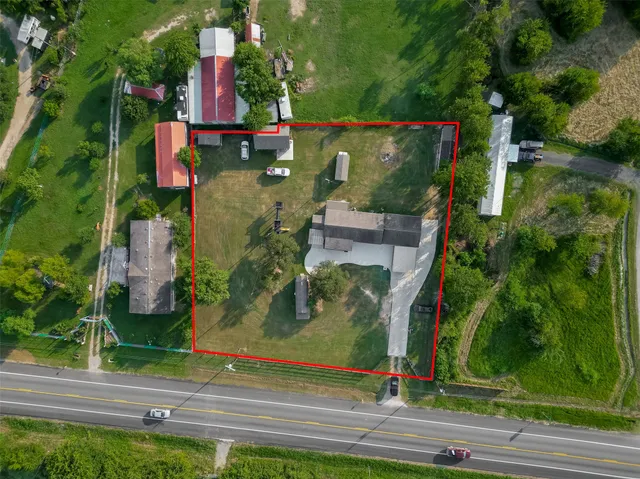 an aerial view of a house