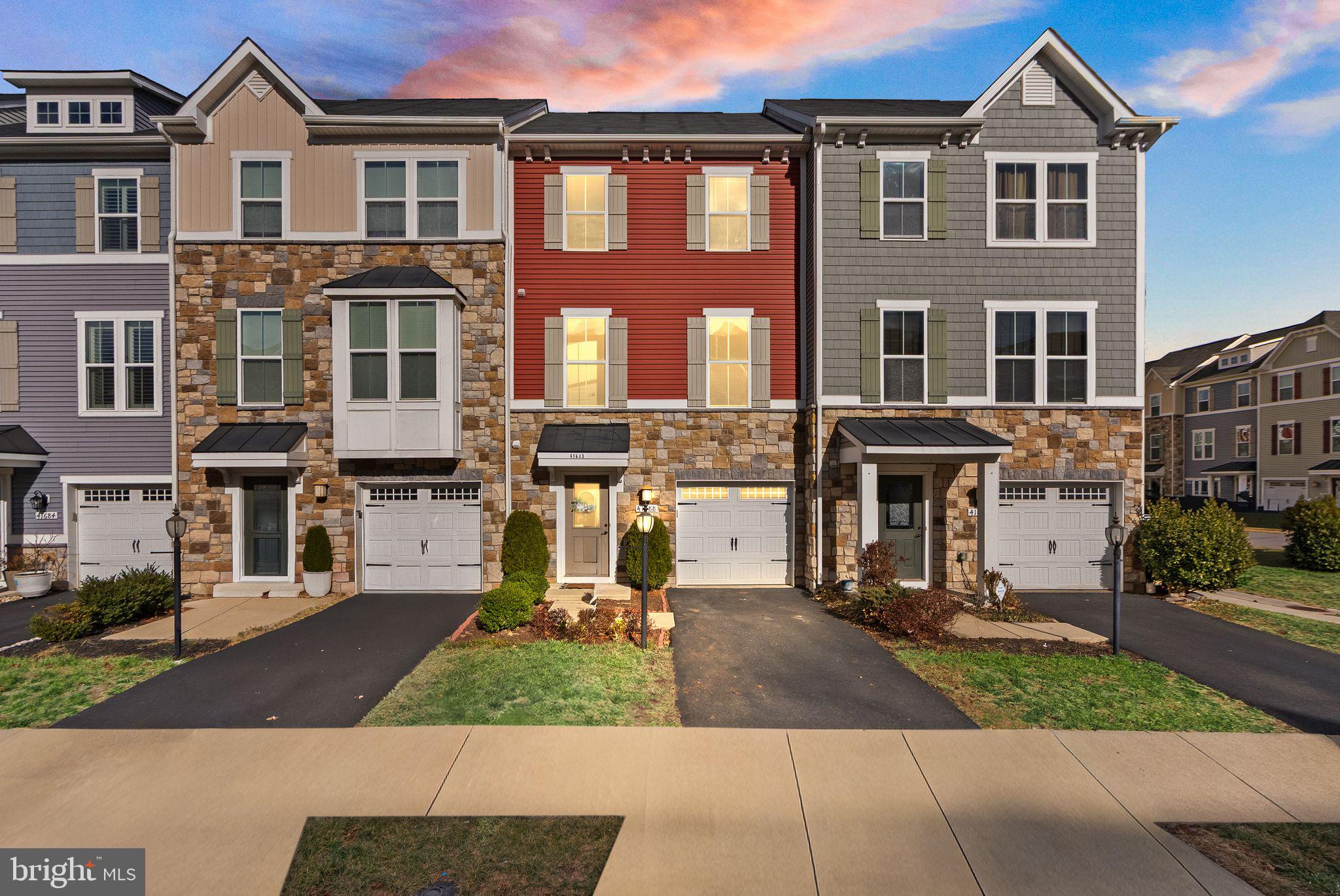 front view of residential houses with street