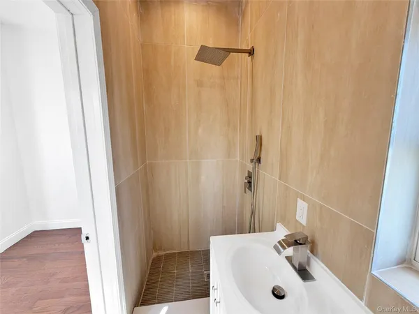 a bathroom with a sink and a tub