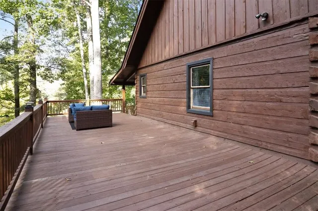 a backyard of a house with seating space