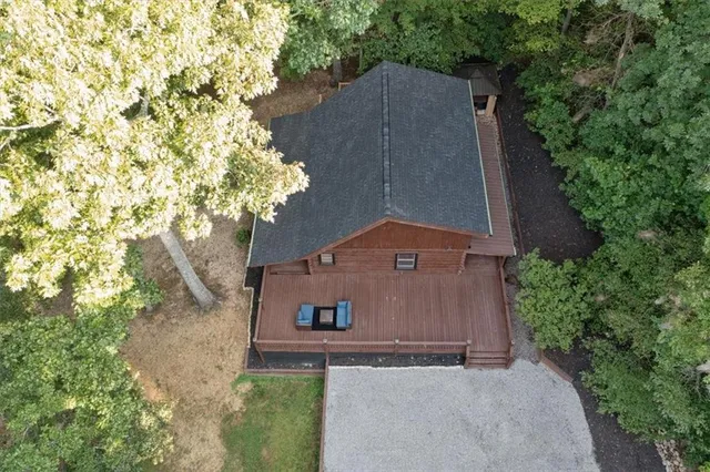 an aerial view of a house