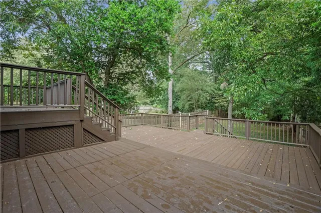 a view of wooden deck